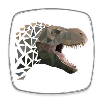 Polygone T-Rex / Tyrannosaurus Rex - Magnet carré - blanc - Devant
