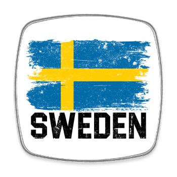 Schwedische Pinselflagge - Viereckiger Kühlschrankmagnet - Weiß - Vorne