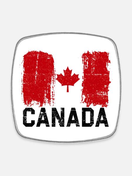 Grunge Canada Flag Maple Leaf Art - Square fridge magnet - white