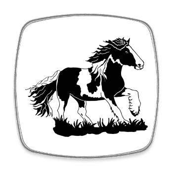 Noble Tinker galloping equestrian horses - Square fridge magnet - white - Front