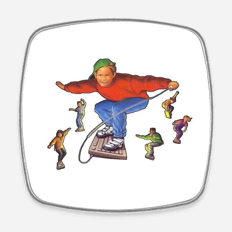 Surfing on the internet - Square fridge magnet - white
