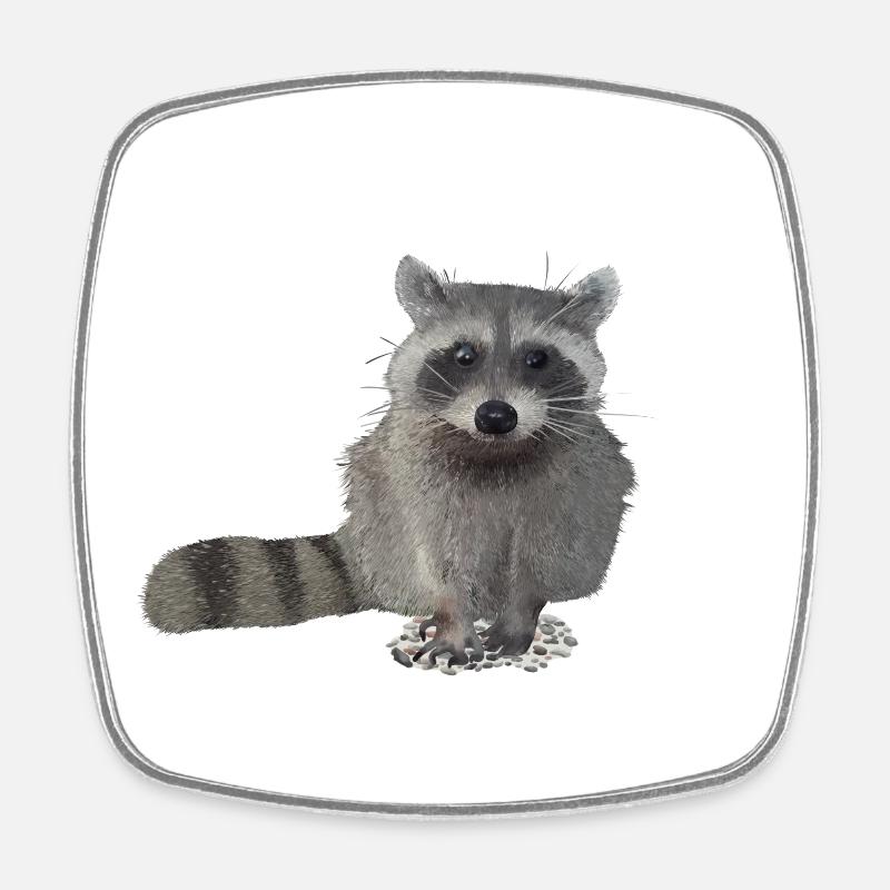 Waschbär - Viereckiger Kühlschrankmagnet - Weiß