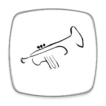 Trompette pure 2 - Magnet carré - blanc - Devant