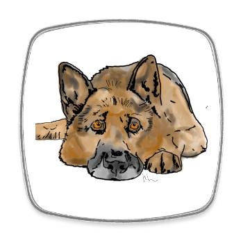 Deutscher Schäferhund - Viereckiger Kühlschrankmagnet - Weiß - Vorne