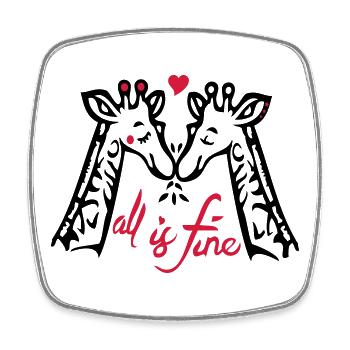 Giraffen Liebe - Viereckiger Kühlschrankmagnet - Weiß - Vorne