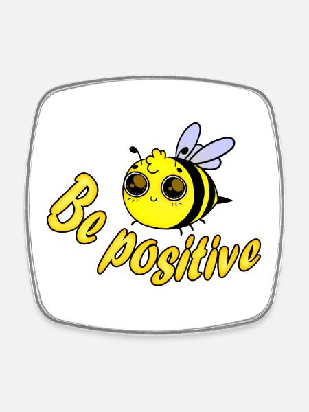 Biene positiv - Viereckiger Kühlschrankmagnet - Weiß