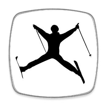 Skispringen Wintersport Schattenfigur - Viereckiger Kühlschrankmagnet - Weiß - Vorne