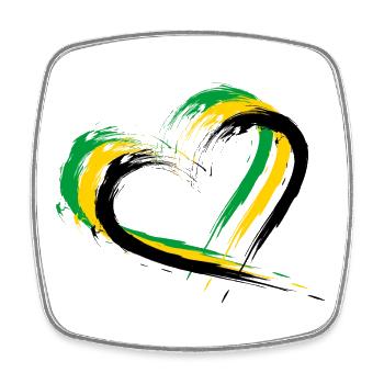 Drapeau de brosse de coeur de la Jamaïque - Magnet carré - blanc - Devant