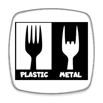 Plastique contre métal lourd. métal, roche dure # - Magnet carré - blanc - Devant