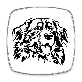 Berner Sennenhund Kopf - Viereckiger Kühlschrankmagnet - Weiß - Vorne