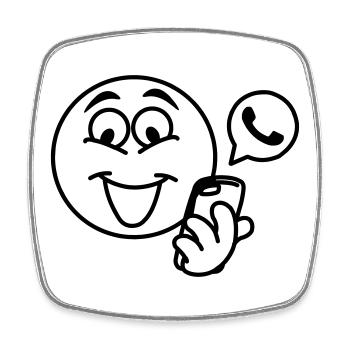 Stick head with a phone and pop-up text berich - Square fridge magnet - white - Front