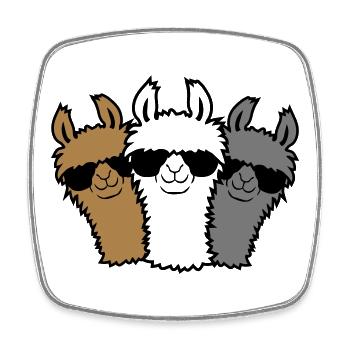3 amis lama - Magnet carré - blanc - Devant
