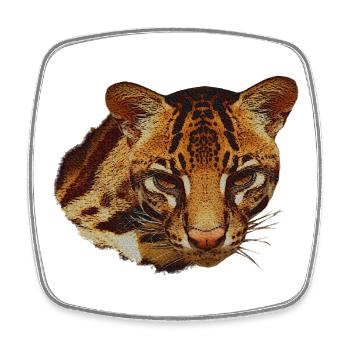 Ocelot Head, Big Cat, Animal Faces - Square fridge magnet - white - Front