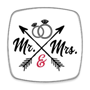 Mr. And Mrs. - Viereckiger Kühlschrankmagnet - Weiß - Vorne