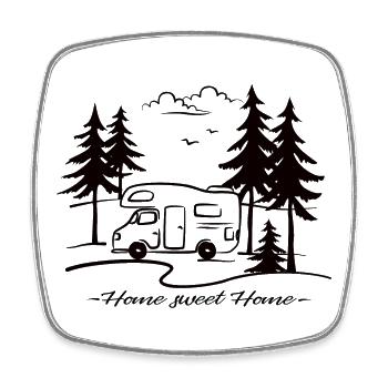 Wohnmobil Home Sweet Home Wohnwagen Geschenk - Viereckiger Kühlschrankmagnet - Weiß - Vorne
