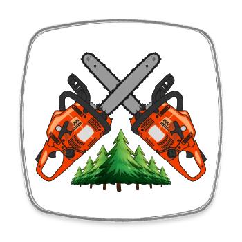 Chainsaw Cross with Forest - Square fridge magnet - white - Front