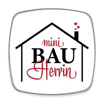 Kleine Bauherrin - Hausbaugeschenk - Viereckiger Kühlschrankmagnet - Weiß - Vorne
