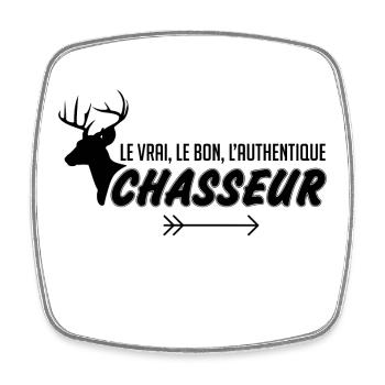 Le vrai le bon l'authentique chasseur - Magnet carré - blanc - Devant