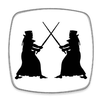 Kendo zwei Kendoka im Kampfmodus Schattenfiguren - Viereckiger Kühlschrankmagnet - Weiß - Vorne