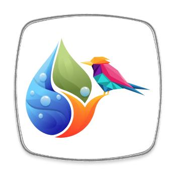 Feuille de couleurs géométrique du colibri - Magnet carré - blanc - Devant