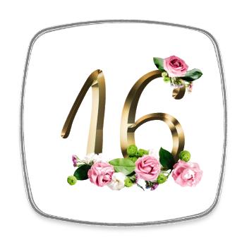 16 ans d’or Roses 16 anniversaire cadeau - Magnet carré - blanc - Devant