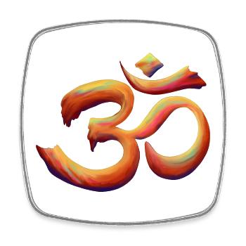 Om Rainbow Brush - Square fridge magnet - white - Front