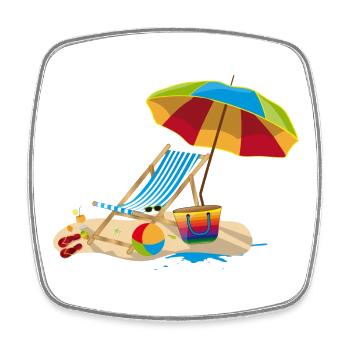 Liegestuhl am Strand - Relaxen im Urlaub - Viereckiger Kühlschrankmagnet - Weiß - Vorne