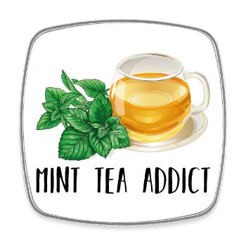Mint Tea Addict Accro Thé à la menthe Cadeau thé - Magnet carré - blanc - Devant