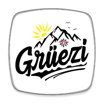 Schweizer Dialekt - Mundart Schweizerdeutsch Hallo - Viereckiger Kühlschrankmagnet - Weiß - Vorne