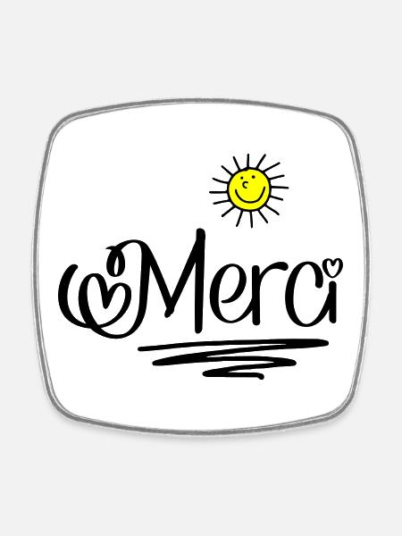 Merci - Magnet carré - blanc