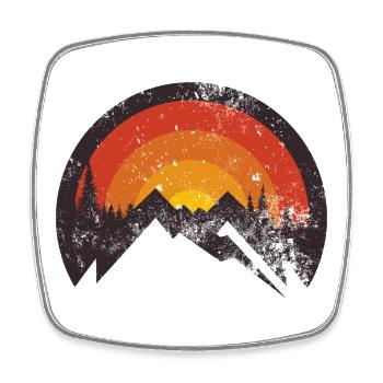 Sunset Ridge Bergsilhouette - Viereckiger Kühlschrankmagnet - Weiß - Vorne