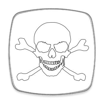 Skull and crossed bones - Square fridge magnet - white - Front