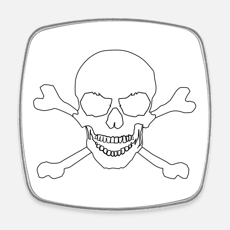 Skull and crossed bones - Square fridge magnet - white