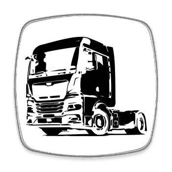 Deutscher LKW - Viereckiger Kühlschrankmagnet - Weiß - Vorne