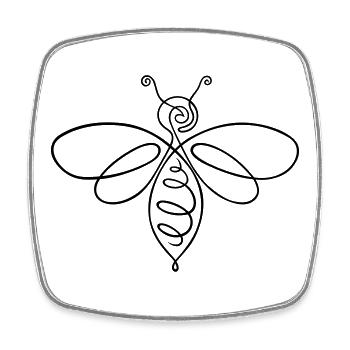 Bee Bees One Line - Square fridge magnet - white - Front