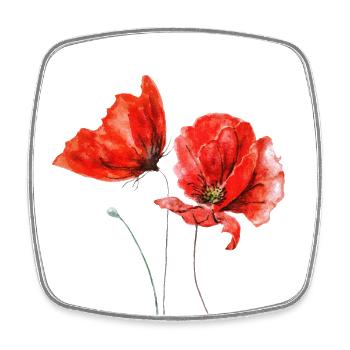 Mohnblumen Mohnblume Blumen Blume rot - Viereckiger Kühlschrankmagnet - Weiß - Vorne
