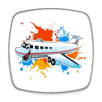 Avion - Magnet carré - blanc - Devant