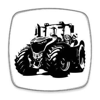 Tracteur allemand robuste avec des jantes rouges - Magnet carré - blanc - Devant