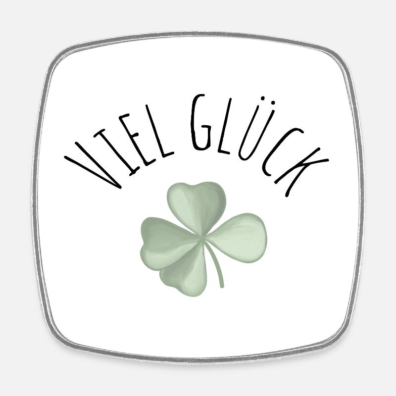 Viel Glück Glueck Kleeblatt - Viereckiger Kühlschrankmagnet - Weiß