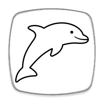 Delfin Symbol Umriss fröhlich springend - Viereckiger Kühlschrankmagnet - Weiß - Vorne