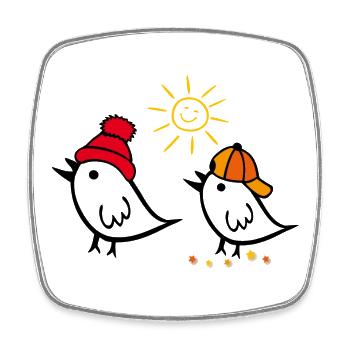 Spring, Sun, Sparrow - Square fridge magnet - white - Front