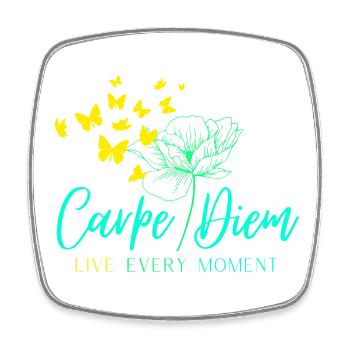 Carpe Diem LIVE EVERY MOMENT - Viereckiger Kühlschrankmagnet - Weiß - Vorne