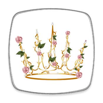 zarte Dornröschen Krone aus Rosenblüten & Blätter - Viereckiger Kühlschrankmagnet - Weiß - Vorne