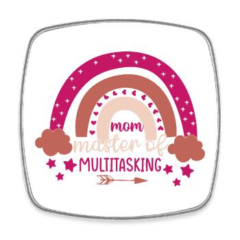 Mom Queen of Rainbow Multitasking - Square fridge magnet - white - Front