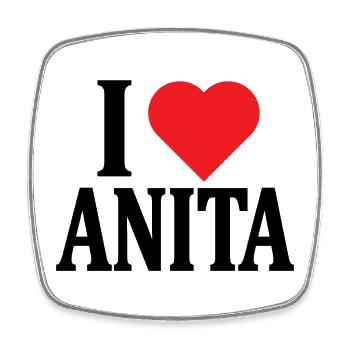 T-Shirt Ich liebe Anita T-Shirt Geschenkidee - Viereckiger Kühlschrankmagnet - Weiß - Vorne