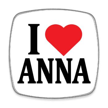 T-Shirt Ich liebe Anna T-Shirt Geschenkidee - Viereckiger Kühlschrankmagnet - Weiß - Vorne