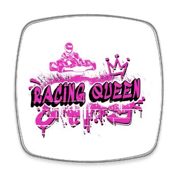 Conception de kart Racing Queen - Magnet carré - blanc - Devant