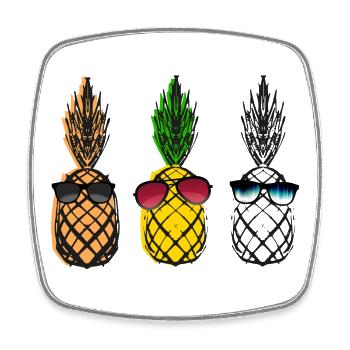 3 freunde ananas 80s sonnenbrille sommer cool lol - Viereckiger Kühlschrankmagnet - Weiß - Vorne