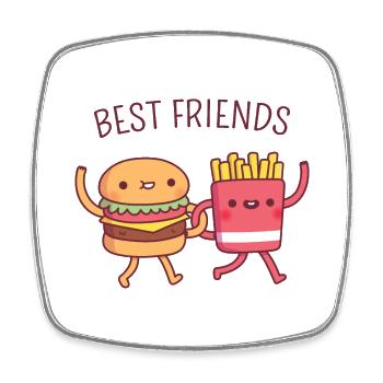 Burger et frites mignons, meilleurs amis - Magnet carré - blanc - Devant