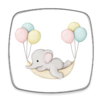 niedlicher Baby Elefant in Hängematte - Viereckiger Kühlschrankmagnet - Weiß - Vorne